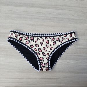 Gianni Bini Women's Embroidered Leopard Print Medium Coverage Bikini Briefs Sz M